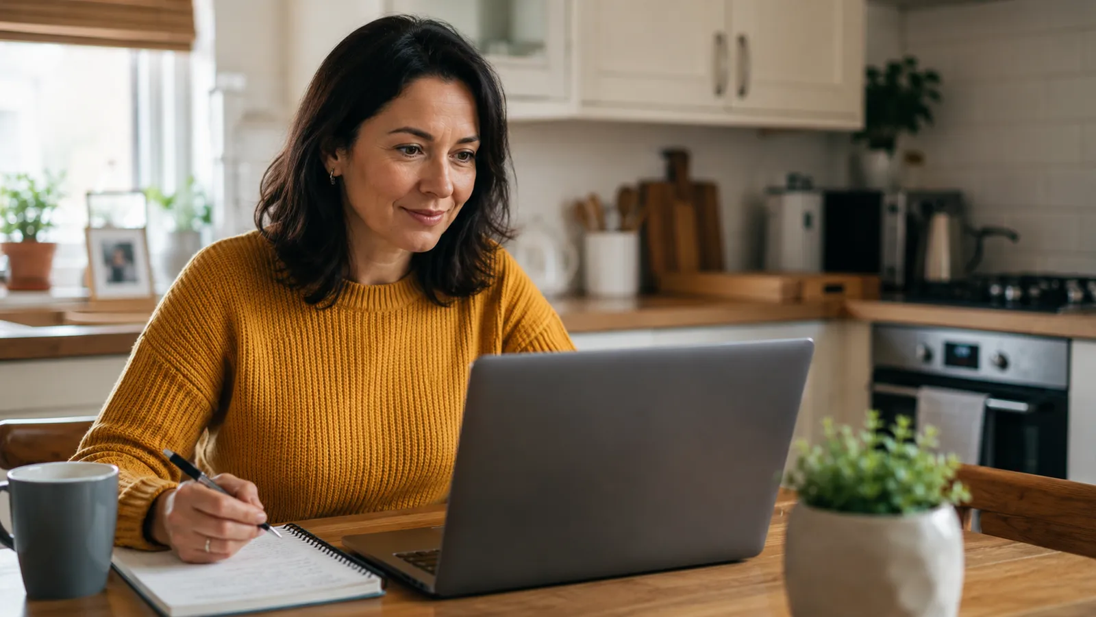 Adult checking funded course eligibility on a laptop