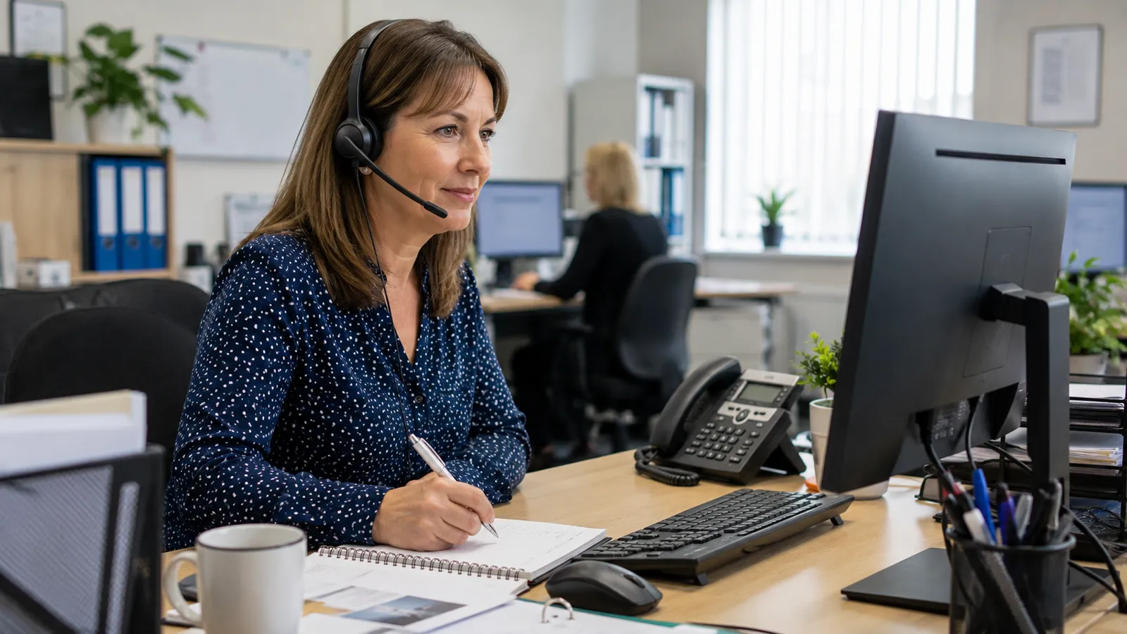 Adult developing business administration and office skills.