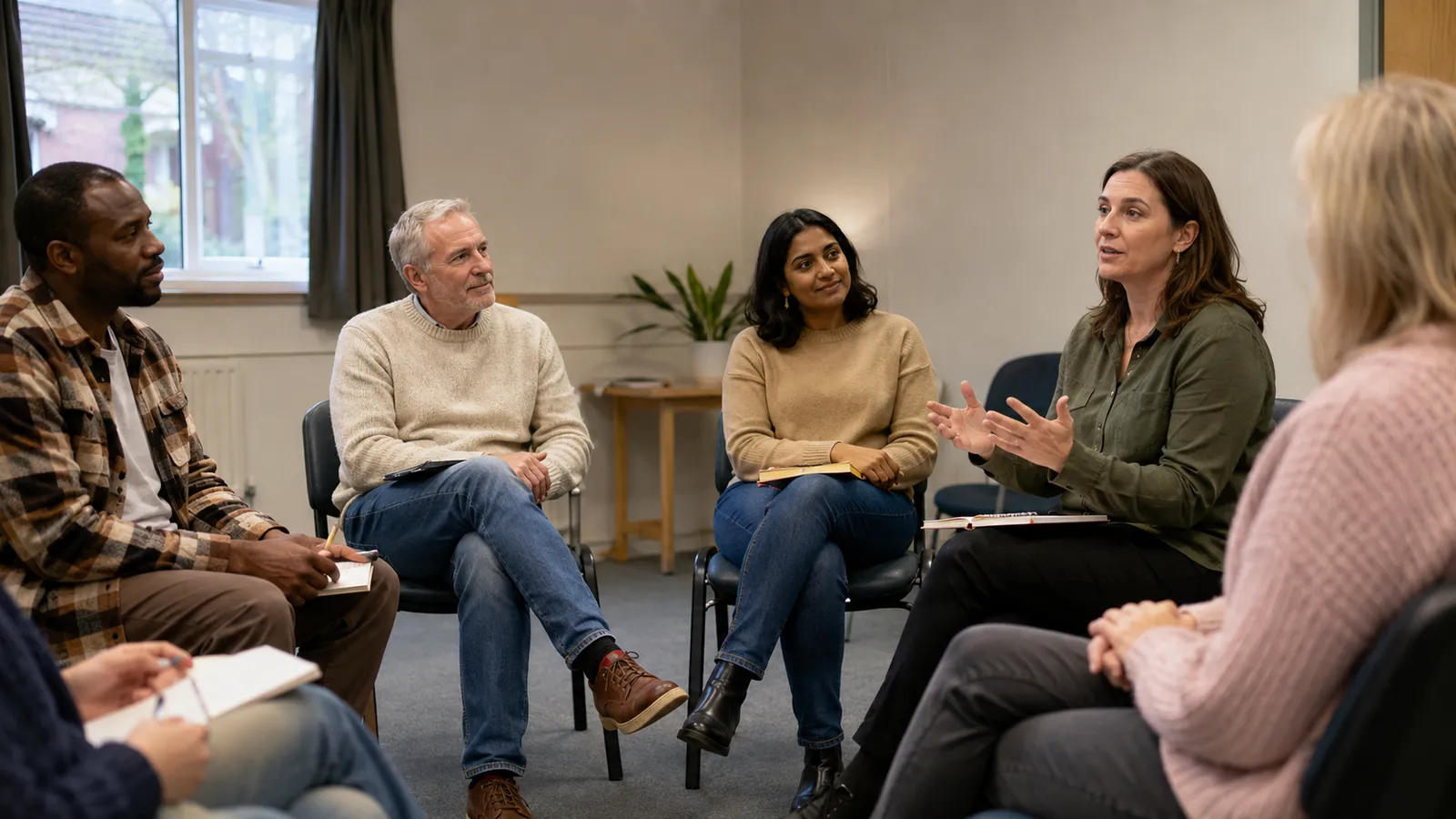 Adults in mental health awareness training in the UK.